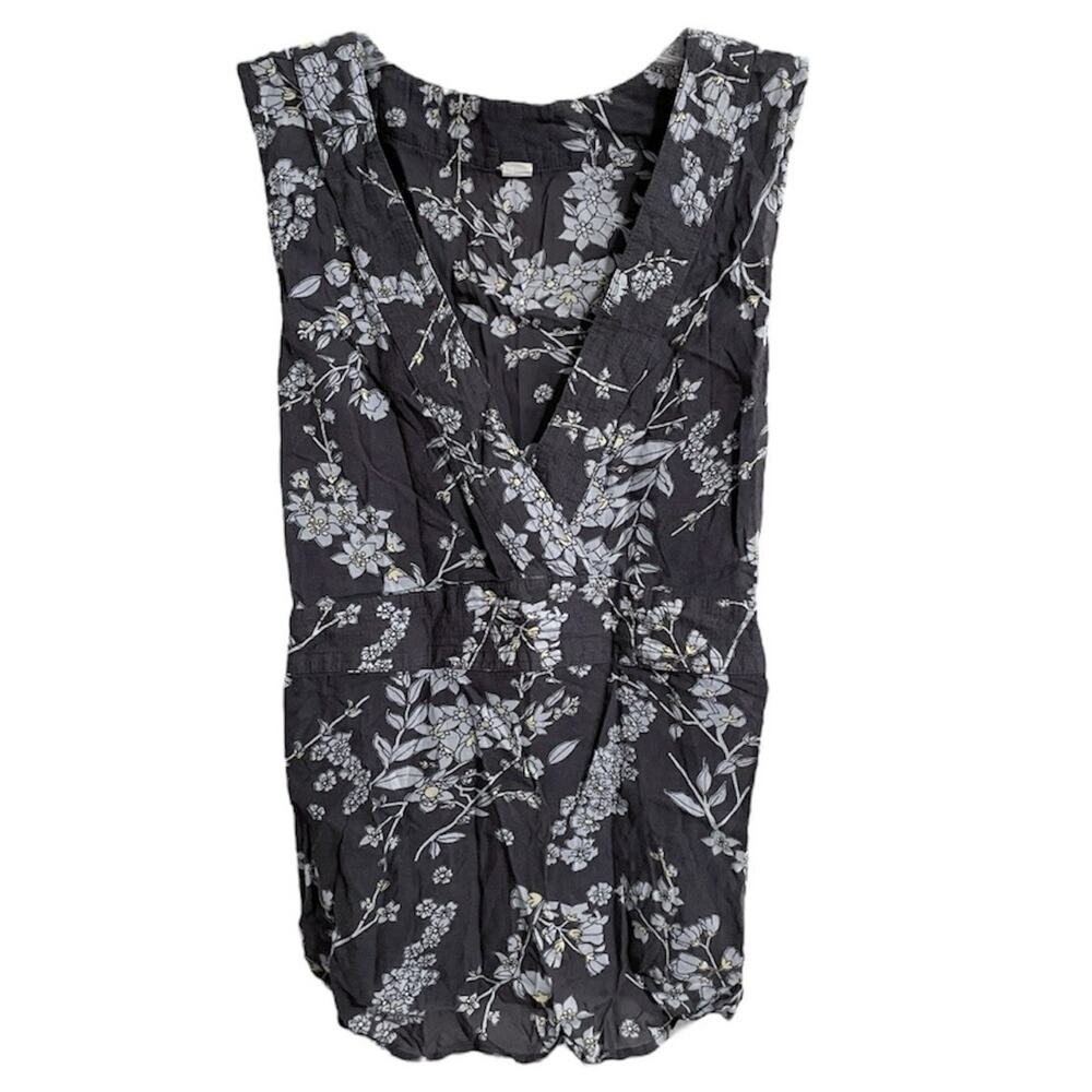 Vintage Y2K Womens Babydoll Dark Floral Tank Top Size XL Fairy Grunge Tie Back